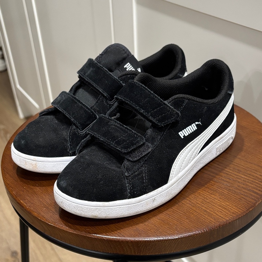 Puma Kids Black and White Velcro Sneakers